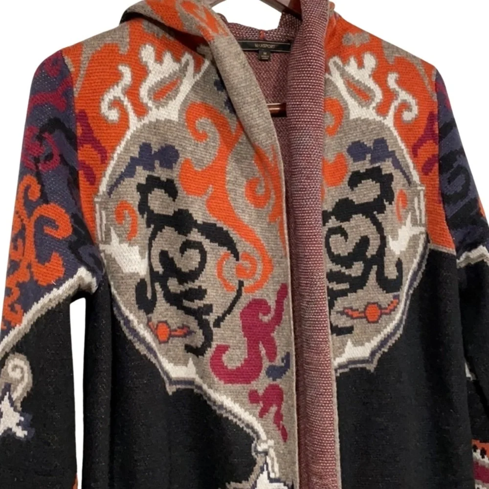 Maxsport Boho Knit Hooded Cardigan Jacket Large – Bold Paisley Pattern - Picture 2 of 7